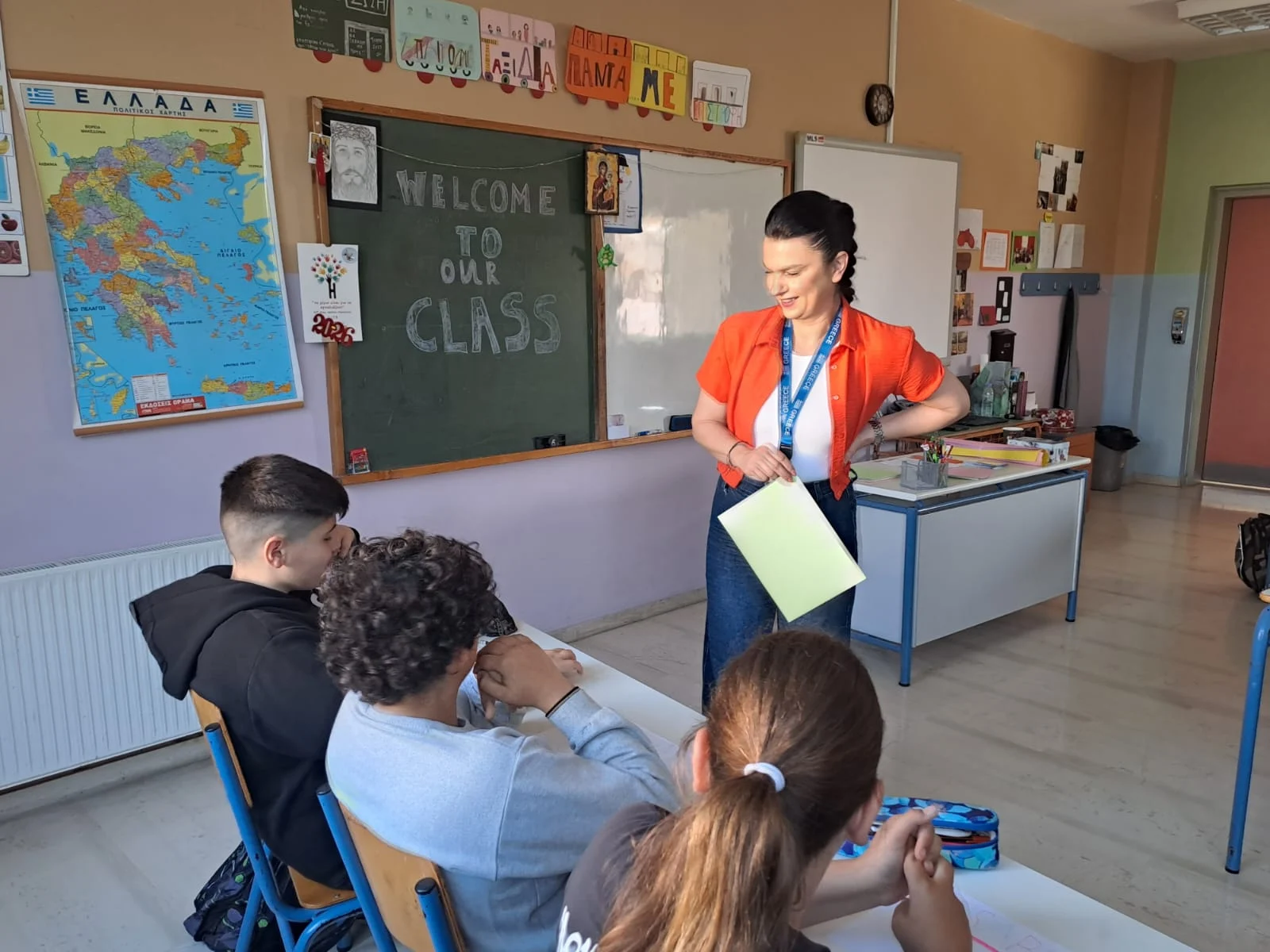 Un intervento durante le attività in aula — Creta, Grecia